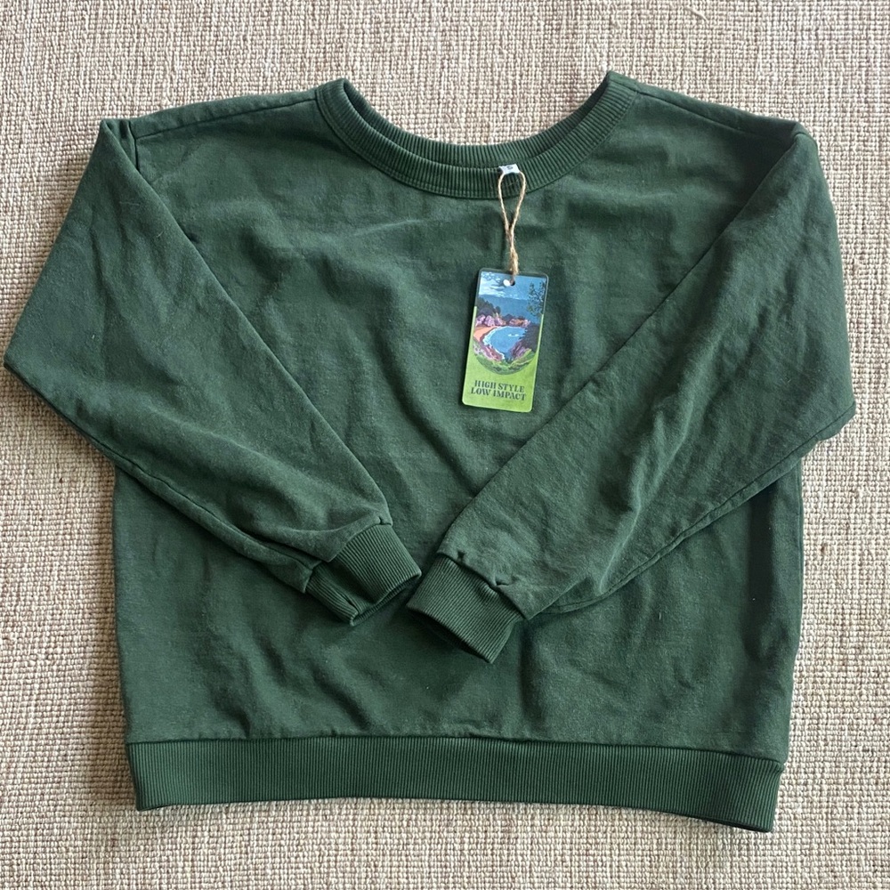 Jungmaven Forest Green Cropped Laguna Sweatshirt